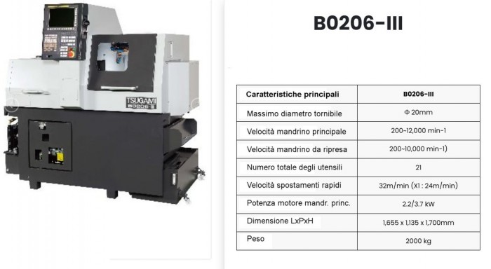 Tornio fantina mobile Tsugami B0 206E III usato - Plastin Gold